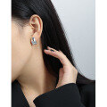 wholesale S925 sterling silver Korean version Instagram design geometric square irregular concave-convex surface glossy texture earrings for women-0-3