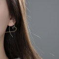 wholesale S925 silver Japanese minimalist linear heart earrings, elegant and fresh heart-shaped earrings G8251-0-2