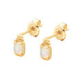 wholesale S925 silver plated with 14K gold Japanese-style winter new small and fresh African opal earrings with flowing light-0-4