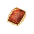 wholesale S925 Sterling Silver Gold-Plated Rectangular Amber Leaf Carved Pendant for Women, Japanese Literary Retro Autumn New Collection-0-4