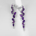 wholesale S925 silver designer-style high-end long gemstone earrings, French romantic natural amethyst ear studs and drops-0-1