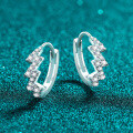 S925 Sterling Silver Lightning Wave ECG Earrings with Moissanite-0-0