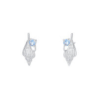 wholesale 925 Sterling Silver Conch Earrings With Zircon, Exquisite And Fashionable Cross-border European And American Niche Design-E4532-Silver 925 Silver