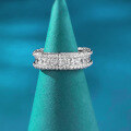 wholesale S925 Silver Women's Full Diamond Square Stackable Ring, Versatile and Stylish for Live Cross-Border Xiaohongshu-0-2