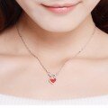 wholesale S925 Sterling Silver Crystal Double-sided Heart Necklace for Women, Korean-style Peach Heart, Youthful Heart, Korean Version, Elegant and Personalized-0-3