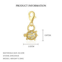 wholesale S925 Sterling Silver Retro European Minimalist Bracelet For Women With Luxury Zircon Heart Pendant-F6230-Golden Single Pendant 925 Silver