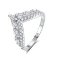 wholesale S925 Sterling Silver Zirconia Seven Princess Ring for Women, Small and Niche Stackable Row Ring,HW。-0-12