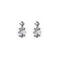 wholesale S925 Sterling Silver Diamond-Inlaid Rhombus Earrings for Women, Korean Style Small Waterdrop Inlaid Diamond Mini Earrings M04007-0-4
