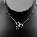 wholesale Stainless Steel Lucky Clover Necklace for Women, Ins Design, Minimalist Diamond-Encrusted Pendant Collarbone Chain, TikTok Live-0-0