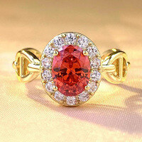 wholesale S925 Silver New 6*8mm High Carbon Diamond Red Oval Ring for Women, Fashionable and Versatile-R634 Red 8