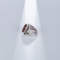 wholesale S925 Sterling Silver Designer Luxury Red Agate Ring Russian Exaggerated Jewelry with Natural Gemstone-0-2