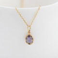 wholesale S925 Silver Plated 14K Gold Amethyst Labradorite Double-sided Necklace, Japanese Minimalist Fresh and Gentle Style-0-2