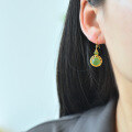 wholesale 925 Silver Gold-Plated Vintage Style Inlaid with Natural Hetian Jade Earrings with Hook for Women-0-1