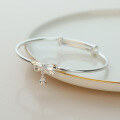 wholesale S999 Sterling Silver Bow Bracelet for Women Summer Bell Bangle Plain Circle Pure Silver Beaded Chain Minimalist Gift for Girlfriend on Qixi Festival-0-3