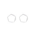 wholesale S925 sterling silver Korean-style geometric minimalist ins-style pentagon glossy mirror surface trendy versatile earrings-0-4