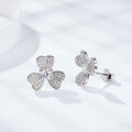 wholesale New Fashionable and Fresh Lucky Clover 30-Point Moissanite 18K Gold-Plated Silver Diamond-Cut Stud Earrings-0-1