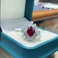 18K Gold Plated Silver Cultured Ruby Pigeon Egg Fashion Ring-0-0
