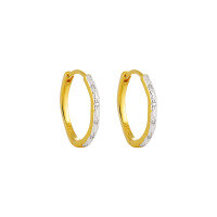 wholesale S925 sterling silver geometric circular two-tone ear clips for women with textured feel,ins-18K gold + silver [15mm]  925 silver