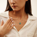 wholesale S925 Sterling Silver Single Natural Turquoise Necklace for Women, Minimalist Design Pendant Choker-0-2