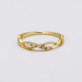 wholesale S925 silver plated 14k gold with white zirconium, Dunli Jewelry summer minimalist line ring-0-1