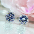 wholesale 925 Silver Zhu Zhifan Jewelry New High Carbon Diamond Round 8mm Stud Earrings Claw Setting European and American Simple Versatile Earrings-0-0