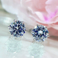 wholesale 925 Silver Zhu Zhifan Jewelry New High Carbon Diamond Round 8mm Stud Earrings Claw Setting European and American Simple Versatile Earrings-E033 Six-claw earrings 925 silver