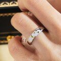 wholesale 18K white gold and 9K yellow gold Sun Moon new Rui Li ring for women, two-tone niche design with matte finish, customizable couple's ring-0-1