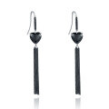 wholesale S925 Silver Black Agate Designer Natural Gemstone Heart Tassel Ear Studs-0-0