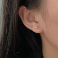 wholesale Sterling Silver S999 Minimalist Small Flower Stud Earrings for Women, Petite and Simple Fresh Style Exquisite Earrings for Pierced Ears Korean Version-0-3