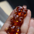 wholesale 18k gold with natural flower amber bear pendant, size approximately 19*25mm, amber bear pendant necklace-0-3