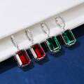 wholesale S925 Sterling Silver Radiant Earrings Set with High-Carbon Diamond Zircon Ruby Ear Hooks for Women Drop Shipping Wholesale-0-3