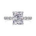 wholesale S925 sterling silver radiant cut women's ice flower cut niche luxury iridescent heart-shaped square high-carbon diamond ring wholesale-0-6