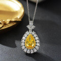 wholesale 925 Silver 3ct Teardrop Ice Flower Cut Goose Yellow 8*12 High Carbon Diamond Necklace, European and American Luxury, Shipei Jewelry New Collection-0-5