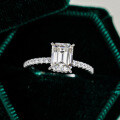 S925 Sterling Silver Rectangle 1ct Moissanite Ring for Women-0-0