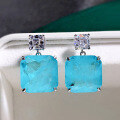 wholesale 925 Sterling Silver New Jewelry Women's Blue Paraiba Korean Style Ultra Sparkling Elegant 15*15 Earrings-0-0