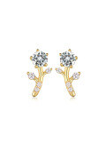 wholesale Gold-plated S925 Silver Moissanite Six-Prong Main Stone Branch Design Trendy Women's Earrings Best Seller-0-5