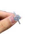 wholesale S925 Sterling Silver Oval Moissanite Ring 3ct Fancy Shape Egg Finger Ring Hot Selling in Cross-Border Europe and America-0-4