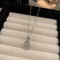 wholesale S925 Sterling Silver White Chalcedony Gourd Necklace, New Chinese-style Icy Clear Double-layer Small Fortune Pendant Exquisite Collarbone Chain Necklace-0-1