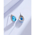 wholesale 925 Sterling Silver Minimalist Waterdrop Flash Blue Zircon Stud Earrings, Small and Unique Design, Luxurious and Sophisticated Earrings for Women-0-1