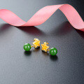 wholesale S925 Sterling Silver New Chinese Style National Trend Five-Pointed Star Stud Earrings, Niche Design, Imitation Jade Earrings, Factory Direct-0-1