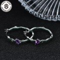 wholesale S925 Sterling Silver Designer Style High-End Earrings with Natural Amethyst Gemstone Inlaid Ear Studs-0-1