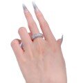 wholesale S925 Sterling Silver Edgy and Chic Wind-Inspired Fully Paved Diamond Row Ring, Niche Design Unisex Statement Ring-0-4