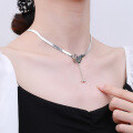 wholesale S925 Sterling Silver Korean Japanese Internet Celebrity Sweet and Edgy Style Snake Chain 3D Butterfly Pendant Tassel Choker Necklace-0-3
