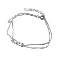 wholesale Metal S925 silver Korean-style minimalist double-layer U-shaped clasp bracelet for women, elegant geometric fresh accessory S4356-0-4