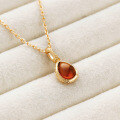 wholesale S925 Silver Plated 14k Gold, Japanese-style Vintage Artificial Amber Necklace by Dunli Jewelry-0-0