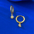 wholesale S925 Silver Metal, 5mm Yellow Round Crystal Gold Tone Ear Clips Earrings for Women-0-2