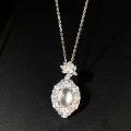 wholesale S925 Sterling Silver with High-Ice Natural Mineral-Included Jade Pendant and Full Diamond Accent Necklace, Minimalist New Chinese Style-0-3