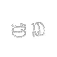 wholesale S925 Sterling Silver Korean Version Ins Minimalist Three-Layer Line Drop Earrings for Women-Silver [with sterling silver ear plugs]  925 silver