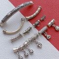 wholesale 999 Silver Jewelry Accessories: Coin with "Fu" Character, Curved Tube, Plum Blossom Semi-Bangle, Three-Way Connector, Pendant for DIY Bracelet-0-1