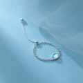 wholesale S925 Silver Oval Synthetic Moonstone Chain Adjustable Pull Ring Minimalist INS Style Jewelry J9018-0-4